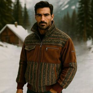 Vtg Bon-Ton B.T. Play Men Sherpa Lined Jacket LL Korea Corduroy Wool Zip Utility